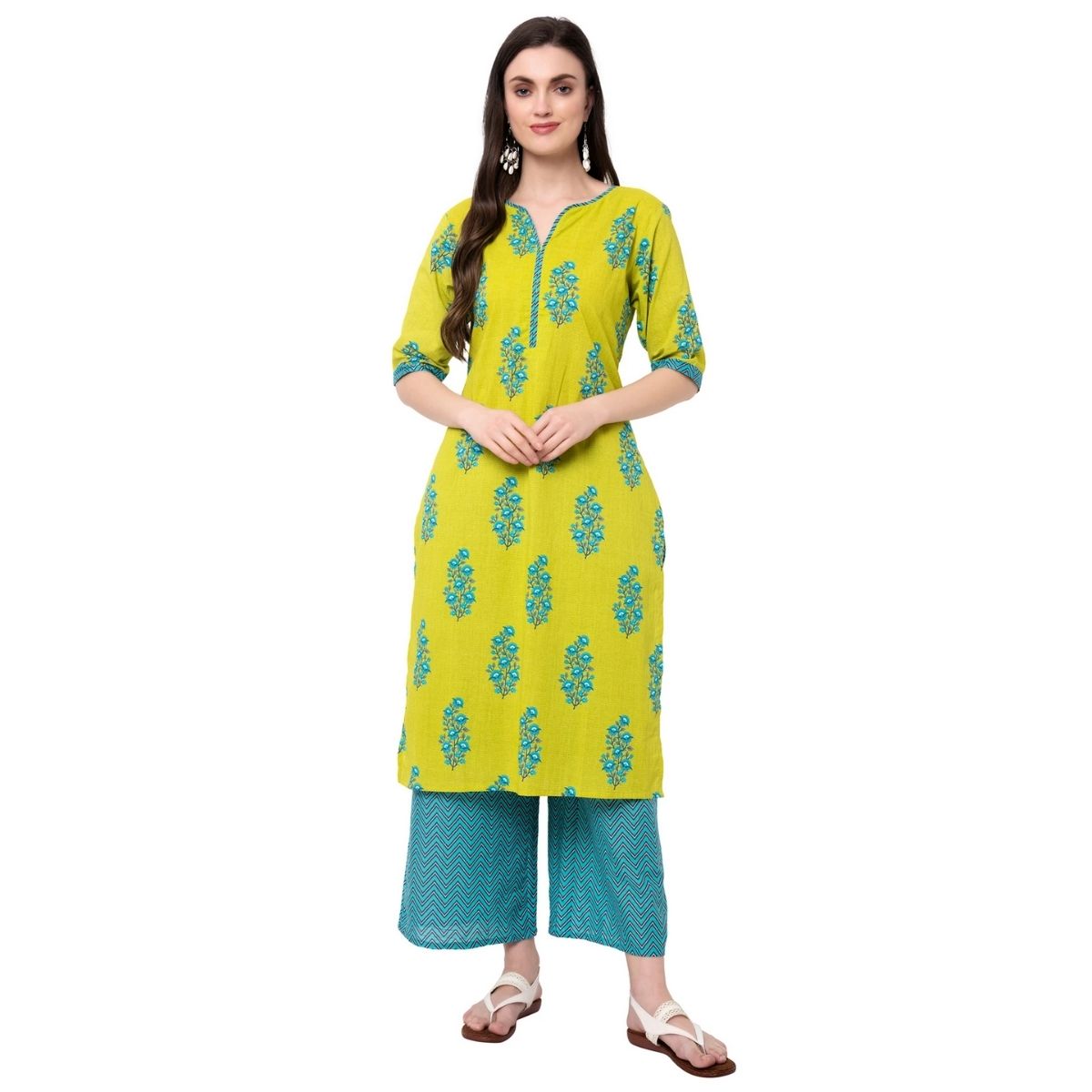 Blue Coloured Pure Cotton with floral printed Women Designer Party wea –  Royskart